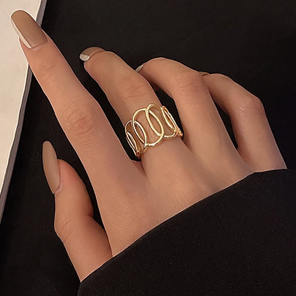 Jewelry - Gold Geometric Cuff Mary Ring - Open Size